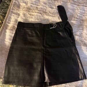 Zara Black Faux Leather Mini Skirt with D-Ring Belt